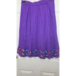 Antthony Original Skirt Women's M Purple Embroidered Floral Boho Festival
